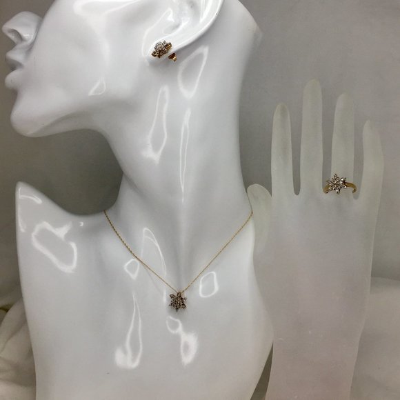 10k Diamond Ring/Earrings/Pendant Snowflake Set - Sz 5.5 - Great Winter Gift! - Picture 10 of 16